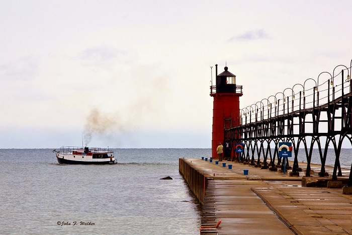 Elsie J at the South Haven Light